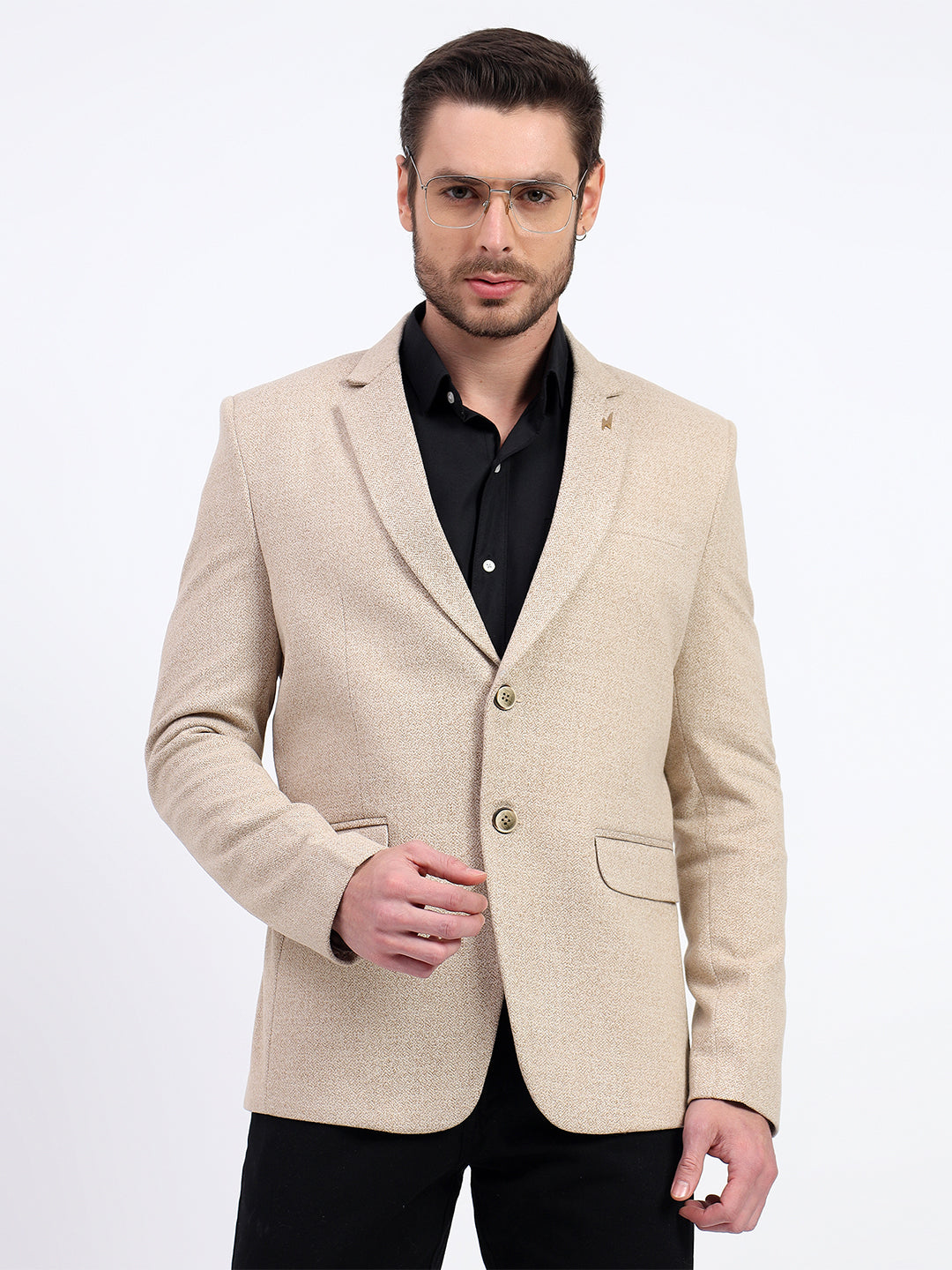 Darelooks Men's Classic Tweed Blazer for Office & Formal Wear (Light Brown)